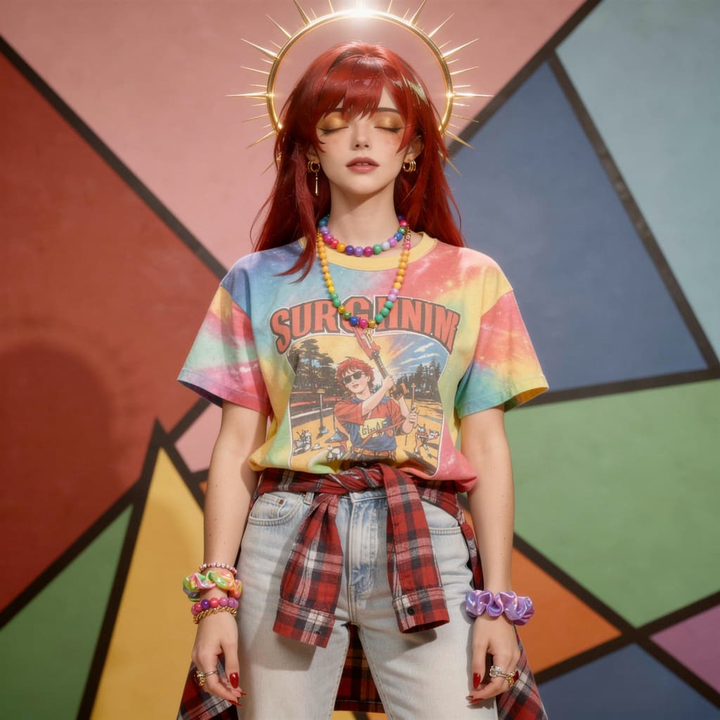 AI generated: Kooky portraits of 90’s mall teens in retro clothi...