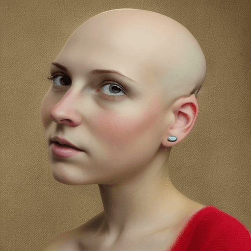 AI generated: beautiful bald girl with alopecia