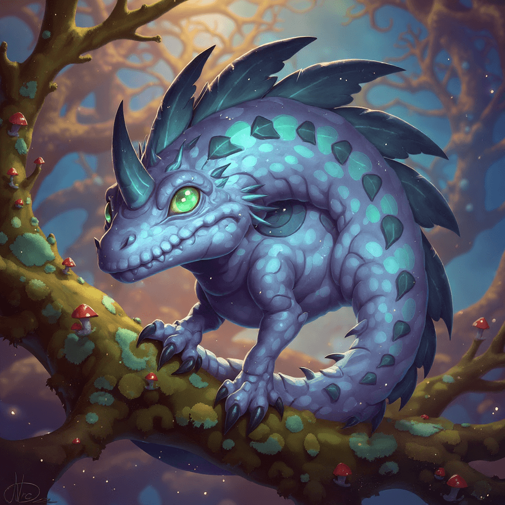 AI generated: A hyper-detailed, stylized fantasy creature resembling a Brontosaurus-inspired fantasy creature with...
