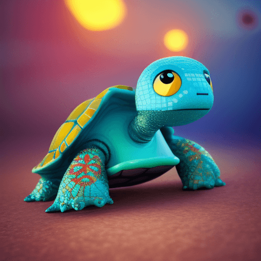 AI generated:  reimagine tiny cute adorable baby turtle with big shell animal, intricate details, soft cinematic l...