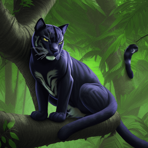AI generated: panther tree jungle wildlife sleeping calm animal cat nature wild predator big carnivore feline outd...
