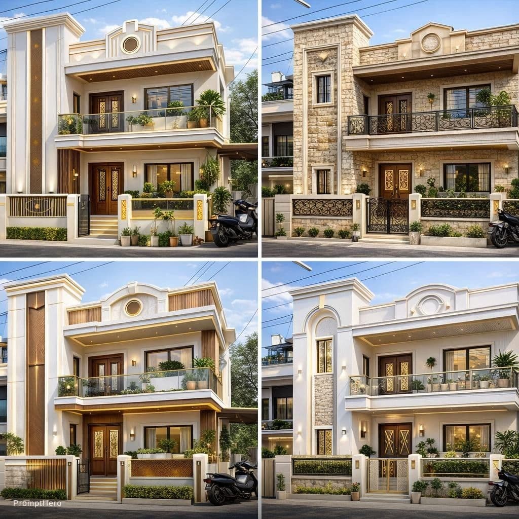 AI generated: design the exterior look of this house which should look luxurious  provide various ideas with it wi...