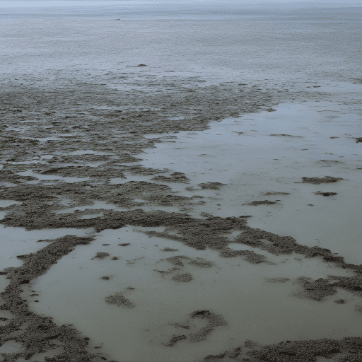 AI generated: desolate tides that stretch out into the horizon,
these areas are often muddy and barren,
the island...