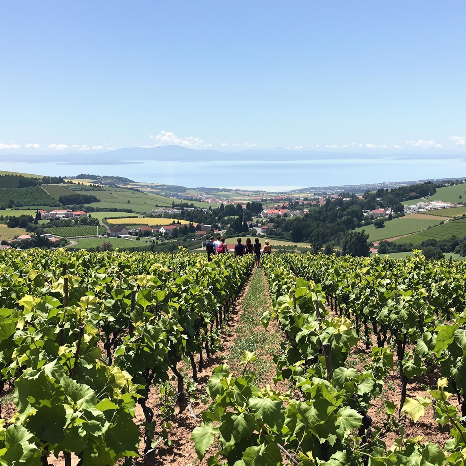 AI generated: wine tasting in portugal, team building, happy group, startup retreat