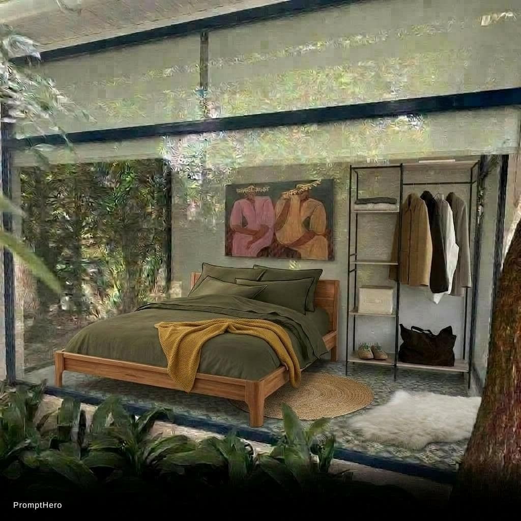 AI generated: switch out the bed frame to be exactly the one in the image