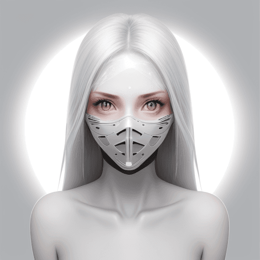 AI generated: Photograph of a female model, white background,flare all over her face, invisible --ar 4:5 --s 50 --...
