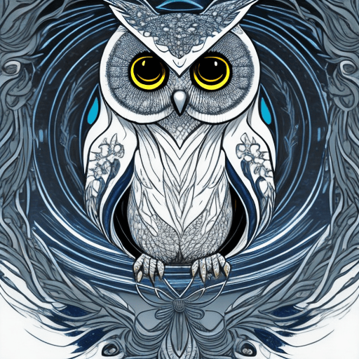 AI generated: An owl in the style of anime, white background mdjrny-v4 style