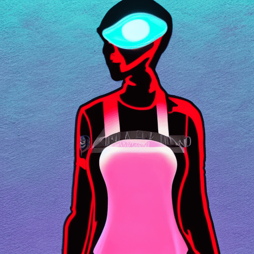 AI generated: futuristic woman from elmopix, fencer, in the style of neon realism, dark cyan, nikita veprikov, sli...