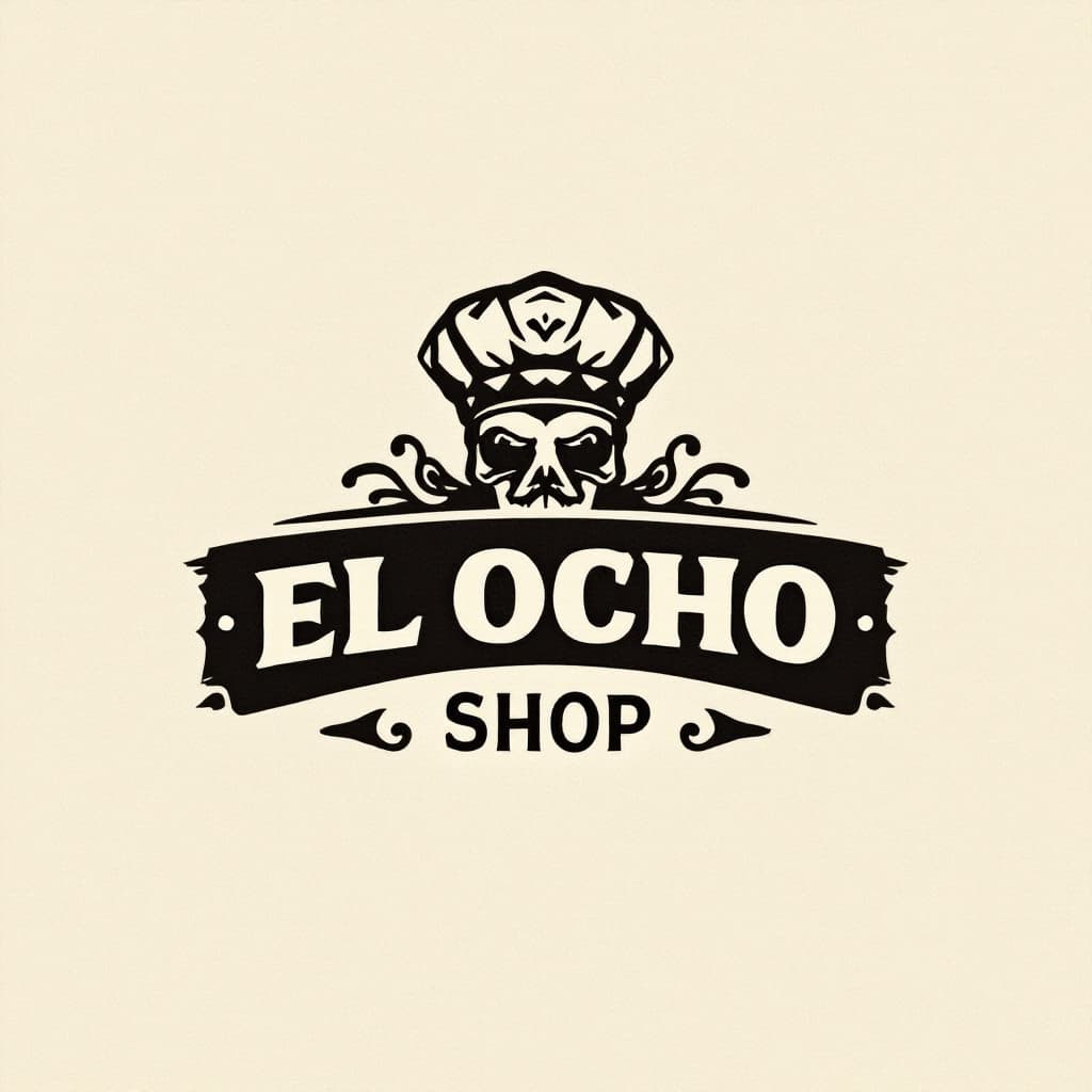 AI generated: Logo with the words EL OCHO SHOP