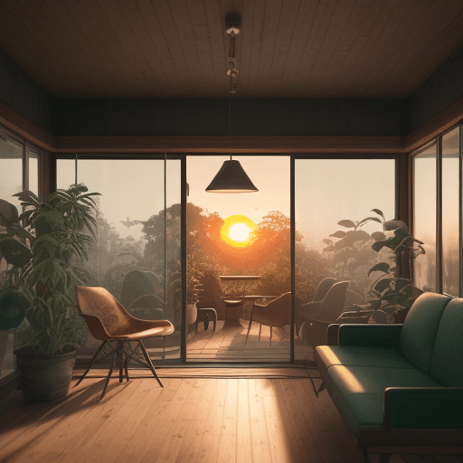 AI generated: a bottle on the table, environment living room interior, mid century modern, retro,m vintage, design...