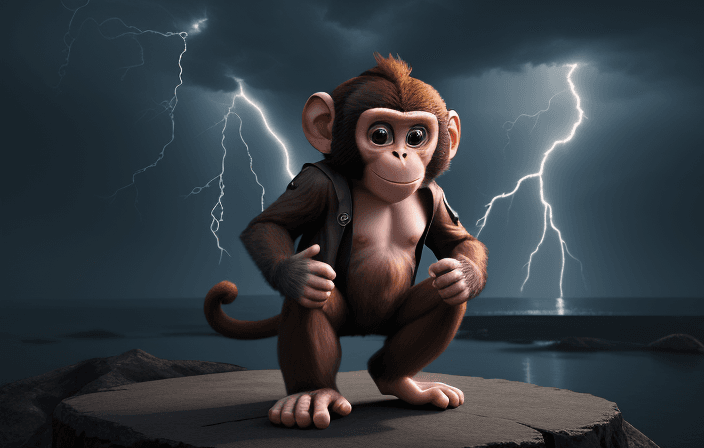 AI generated: cute [monkey/criature] on[ location], [clothes], full body, [lightning], concept art, ue5, 3d render...