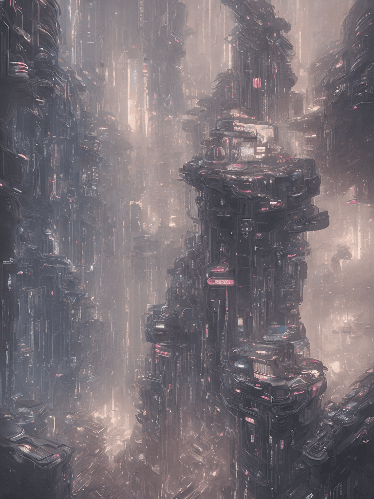 AI generated: detailing two cyborgs drawing in an apartment overlooking a cyberpunk city, standing hair line Sheen...