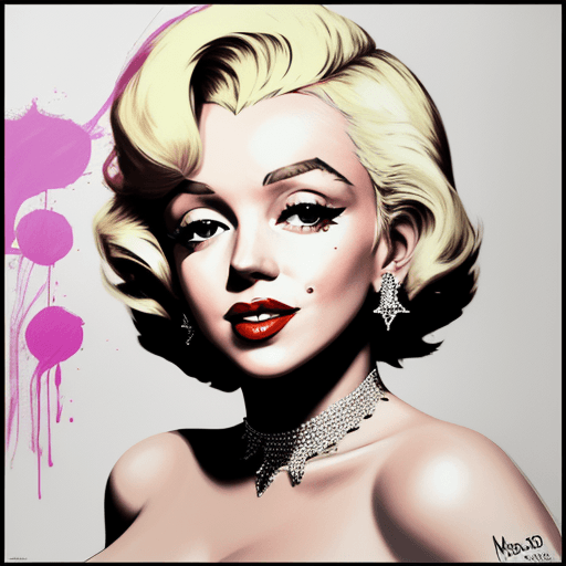AI generated: Contemporary painting of Marilyn Monroe, dressed in fashionable clothes, glamour, creative, poster s...