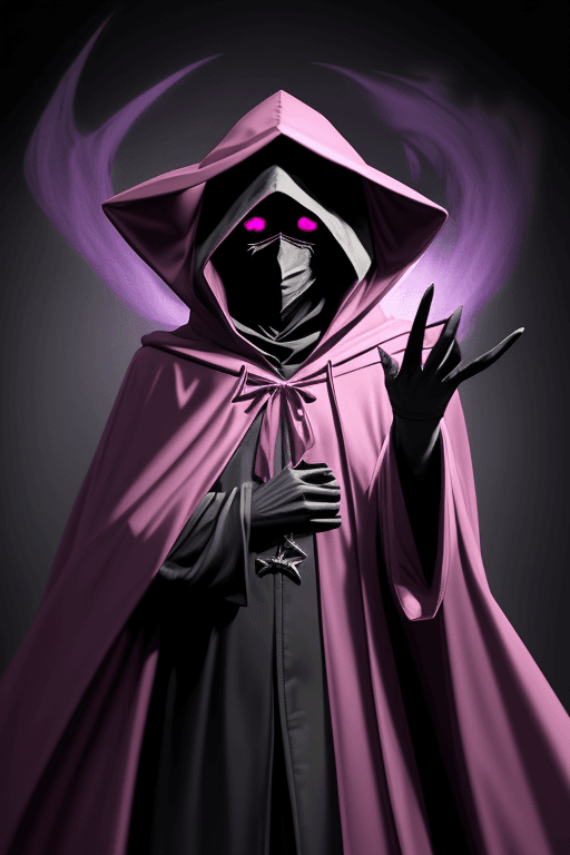 AI generated: Shadow wizard money gang, in pink cloak hood, dark face