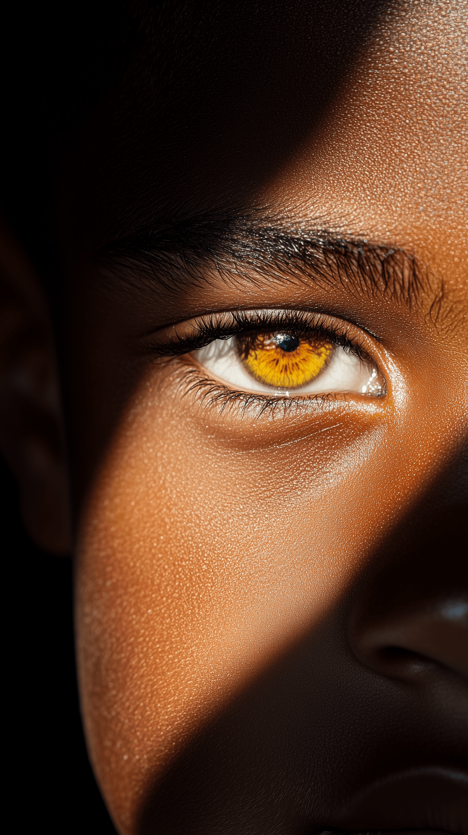AI generated: editorial photography, front shot, upper-body, 8 years old boy model, gaze, capturing a bright light...