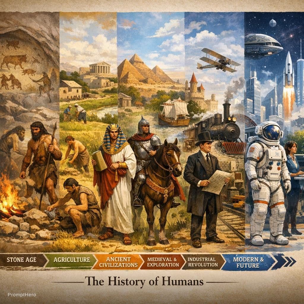 AI generated: the history of humans 
