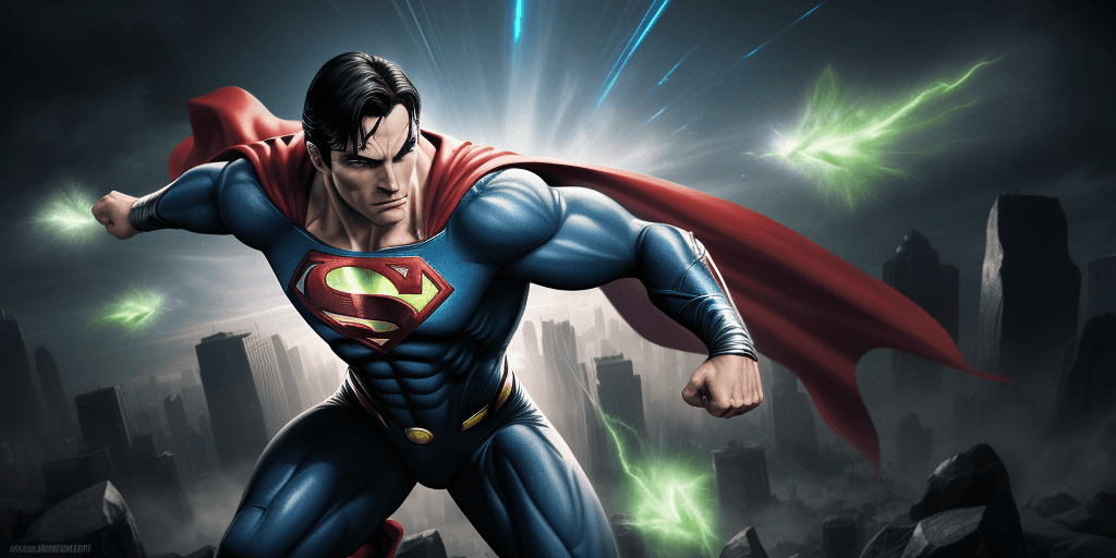 AI generated: Create a high resolution graphic that shows Superman battling multliple "Data Quality" Kryptonite-ba...