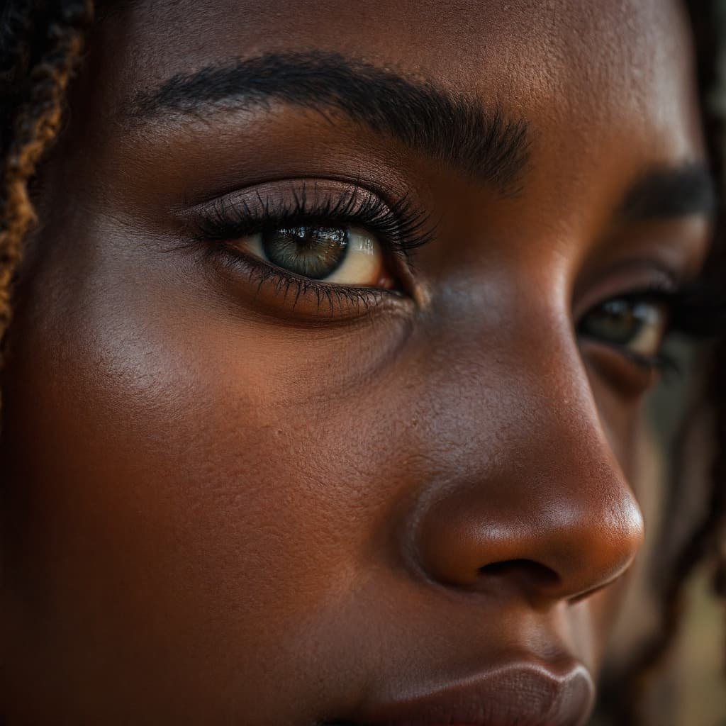 AI generated: 35 YEARS african cameroonian girl hairy nosetrils close up