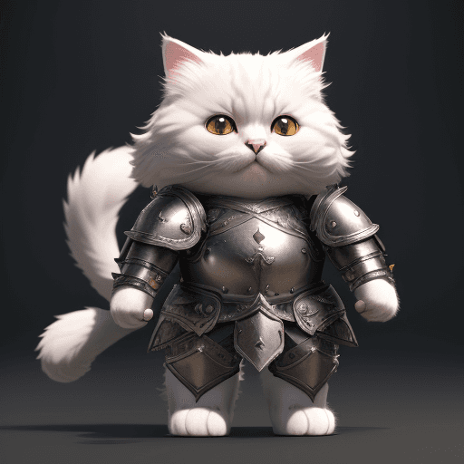 AI generated: super cute fluffy cat warrior in armor, photorealistic, 4K, ultra detailed, vray rendering, unreal e...