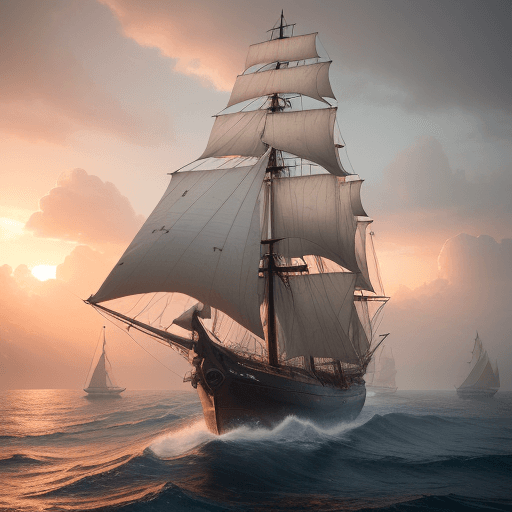 AI generated: Photo of a ultra realistic sailing ship, dramatic light, pale sunrise, cinematic lighting, battered,...