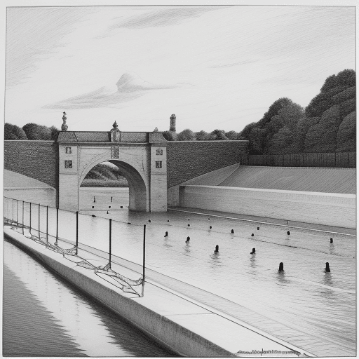 AI generated: monochrome drawing including the words "Ancenis Course Natation" that has to do with swimming and ra...
