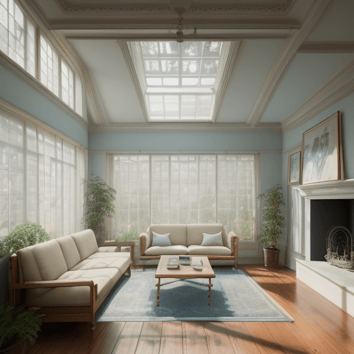 AI generated: High resolution photography interior design, dreamy sunken living room conversation pit, wooden floo...