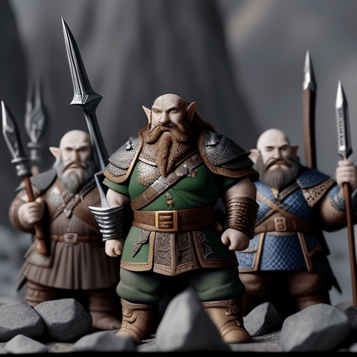 AI generated: dwarf army front of erebor mountain and elf army support them. dwarfs lider thorin and dwalin heads ...
