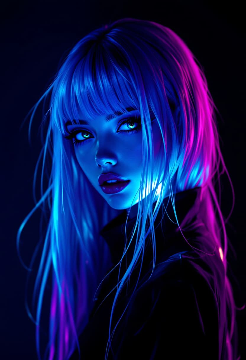 AI generated: Create an anime style girl of cyberpunk rock Music woman Listen twilight,Create an anime style girl ...