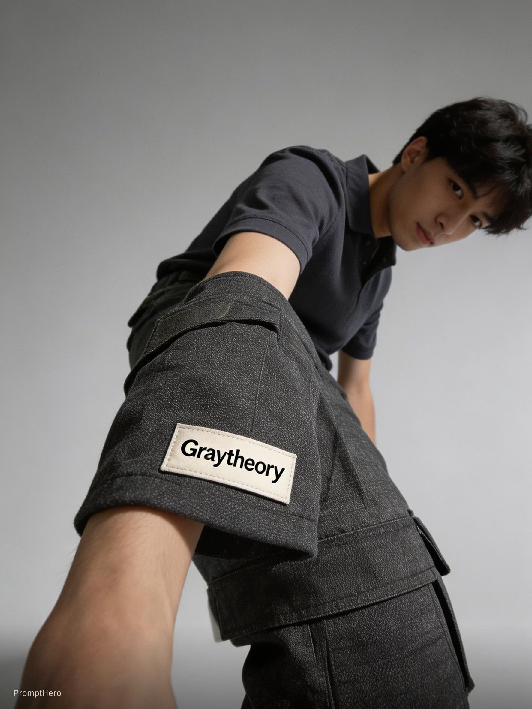 AI generated: Photograph, urban millitary, technical materials, fabric small point label on text 'Graytheory', sma...