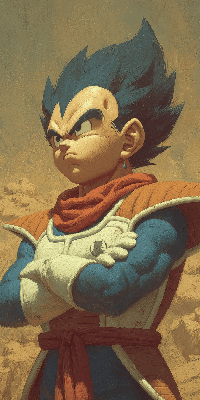 AI generated: Vegeta from Dragon Ball Z, in the style of Akira Toriyama --ar 1:2 --stylize 750 --v 7