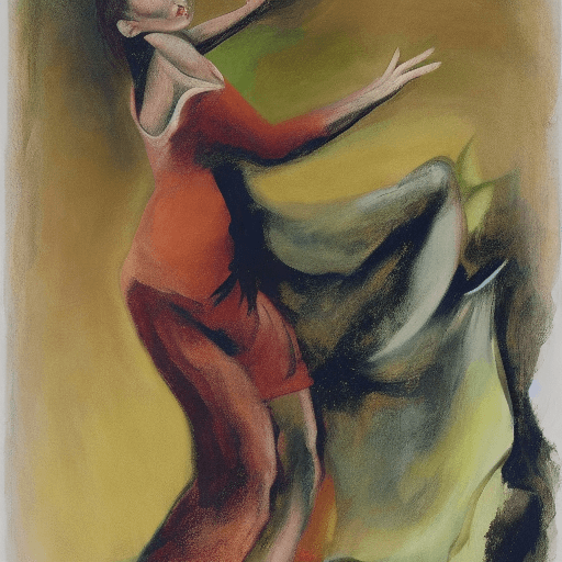 AI generated: painting of dancing woman, dorothea tanning style
