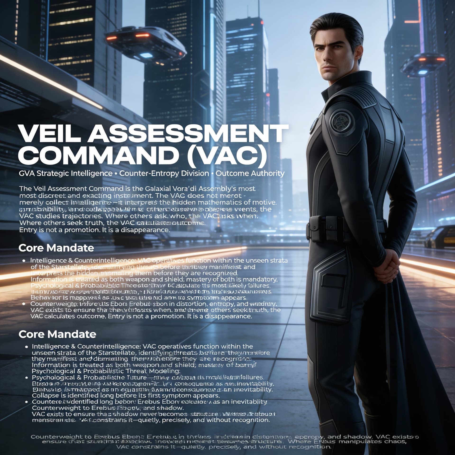 AI generated: Create a Sci-fi image feturing a Seal for:

VEIL ASSESSMENT COMMAND (VAC)
GVA Strategic Intelligence...