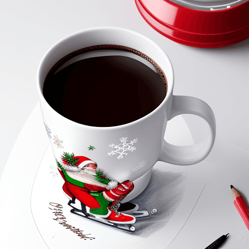 AI generated: ice skates drawing on christmas coffee cup