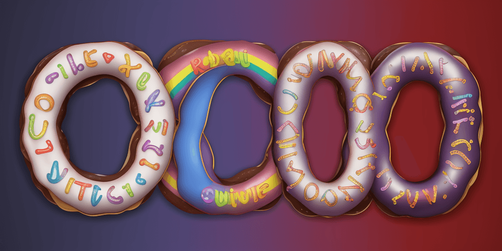 AI generated: the letter w in a big font in the colors of red, purple, and blue, wrapped around by circles of rain...
