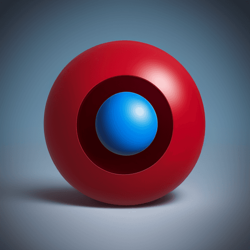 AI generated: a red sphere on a blue cube