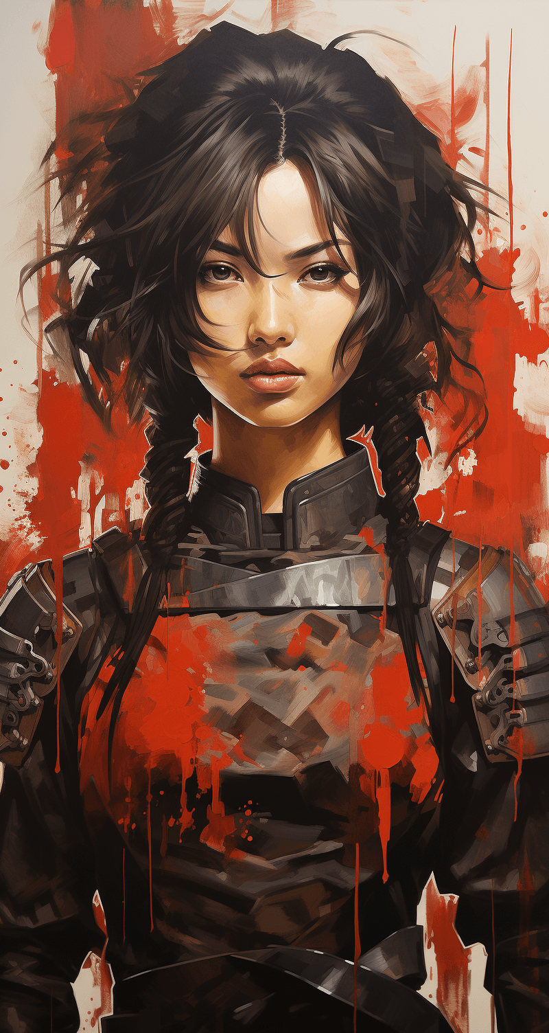 AI generated: a picture of fallout 3 character, in the style of anime art, dark red and beige, monumental ink pain...