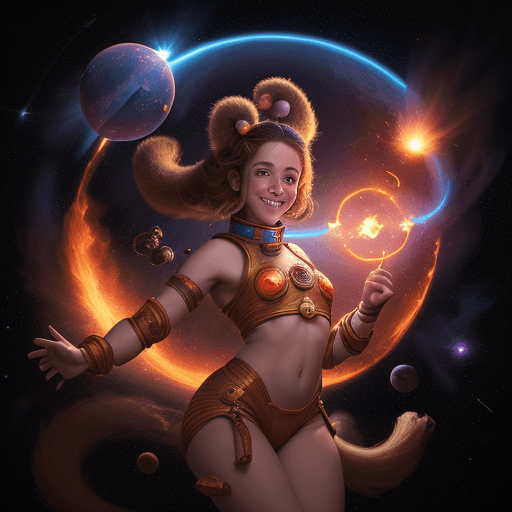 AI generated: high resolution cinematic portrait of a smiling young beautiful cute anthropomorphic female space mo...