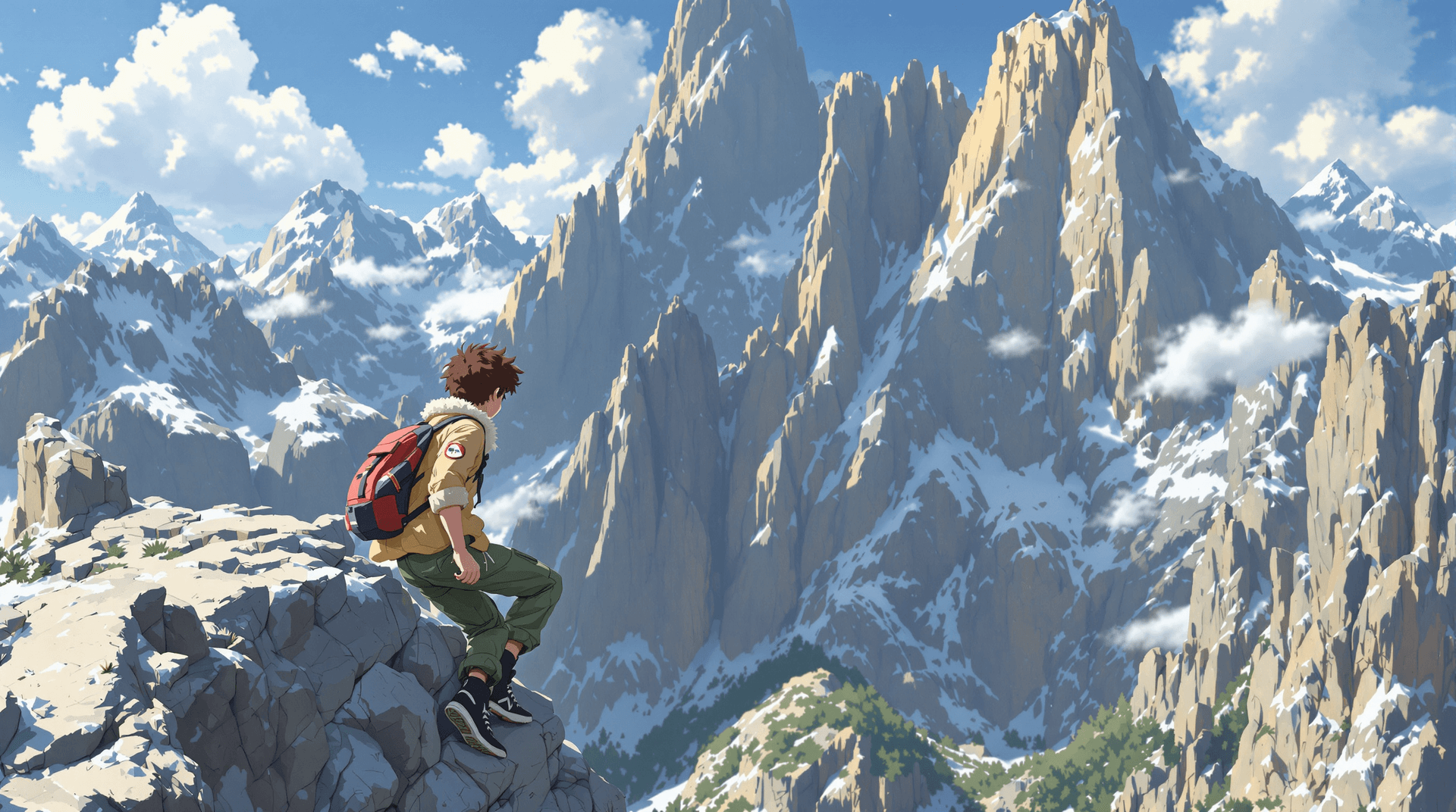 AI generated: Studio ghibli, Sony pictures, Disney, Pixar, a 20 year old with brown short curly hair wearing a she...