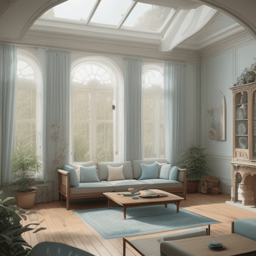 AI generated: High resolution photography interior design, dreamy sunken living room conversation pit, wooden floo...