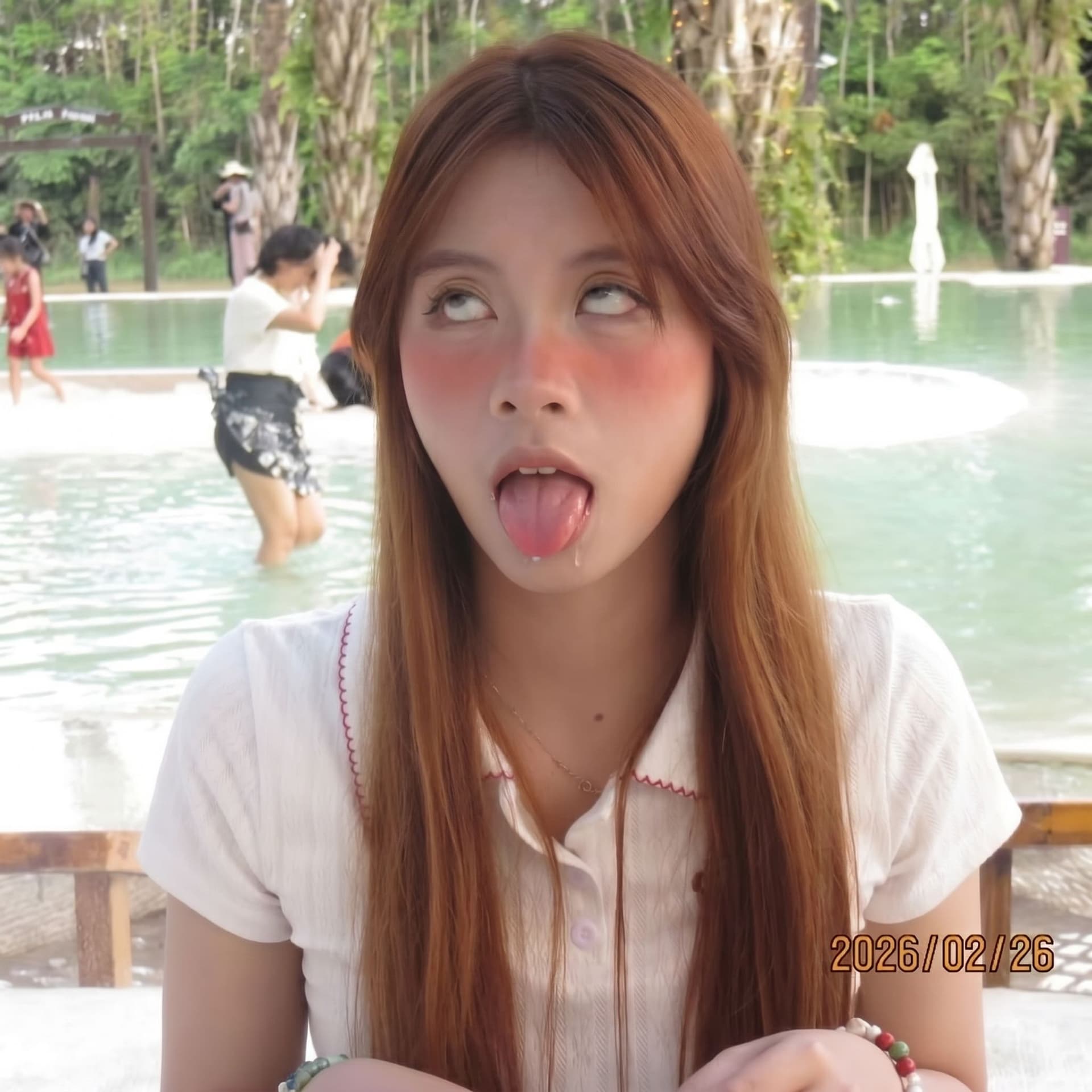 AI generated: ahegao, rolling eyes, cross-eyed, tongue out, open mouth, heavy blush, drooling, dazed expression,