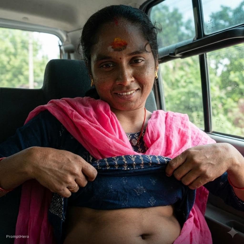 AI generated: Showing navel by lifting up top saree