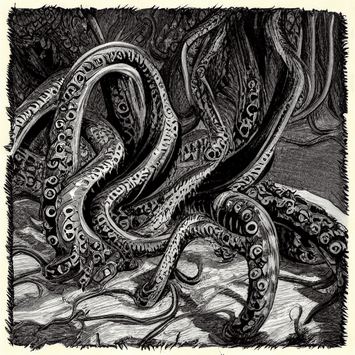 AI generated: iron tentacles filling the frame