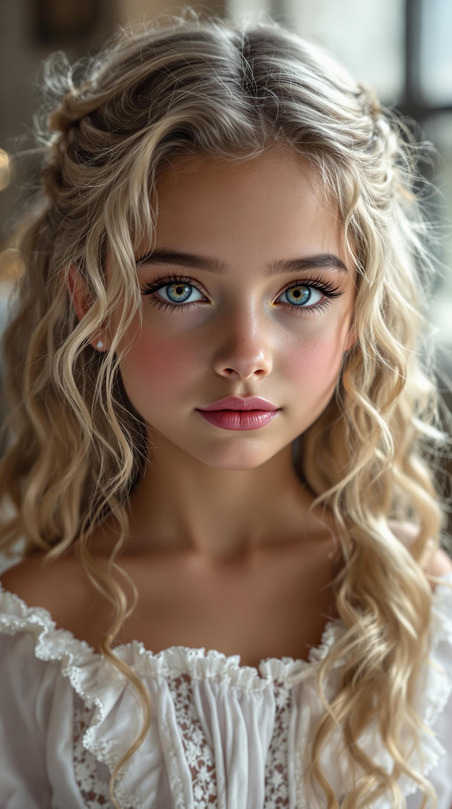 AI generated: a professional photo of a exceptionally beautiful girl in the world (age 7), (seven year old), highl...