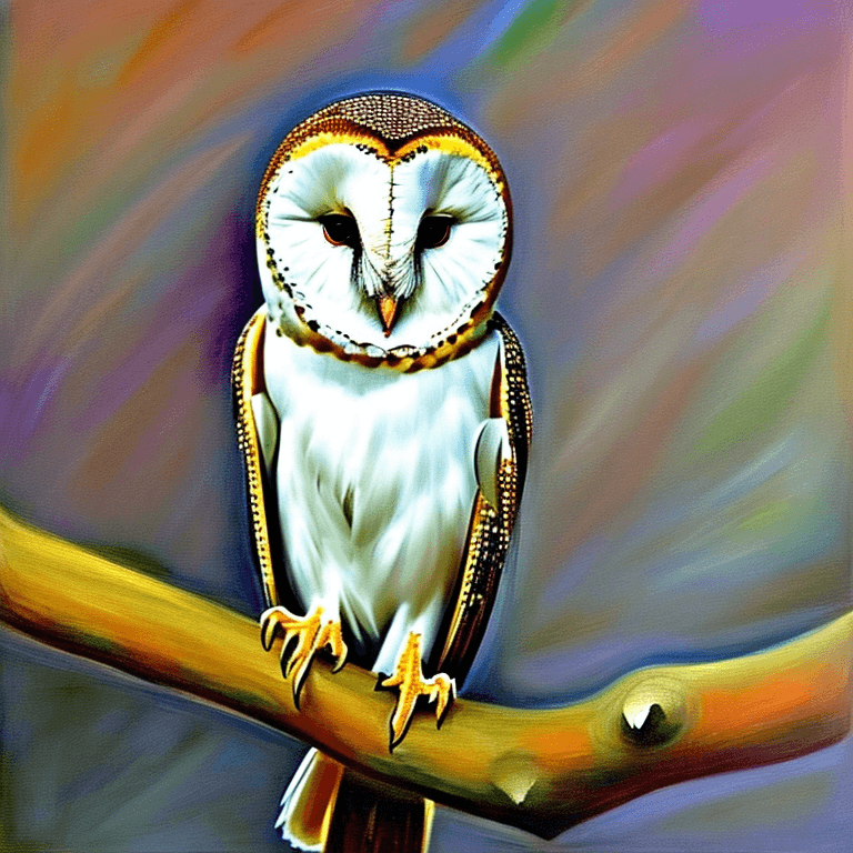 AI generated: Ralistic, ((Masterpiece, best quality)), extremely cute barn owl perching on branch in dream park, i...
