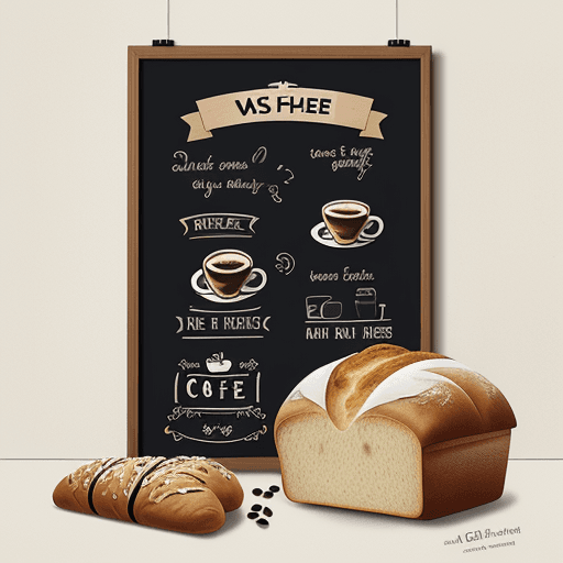 AI generated: a poster ,have a"wish coffee"for main, on the top, and bread for decorate  ,more cute and more like ...