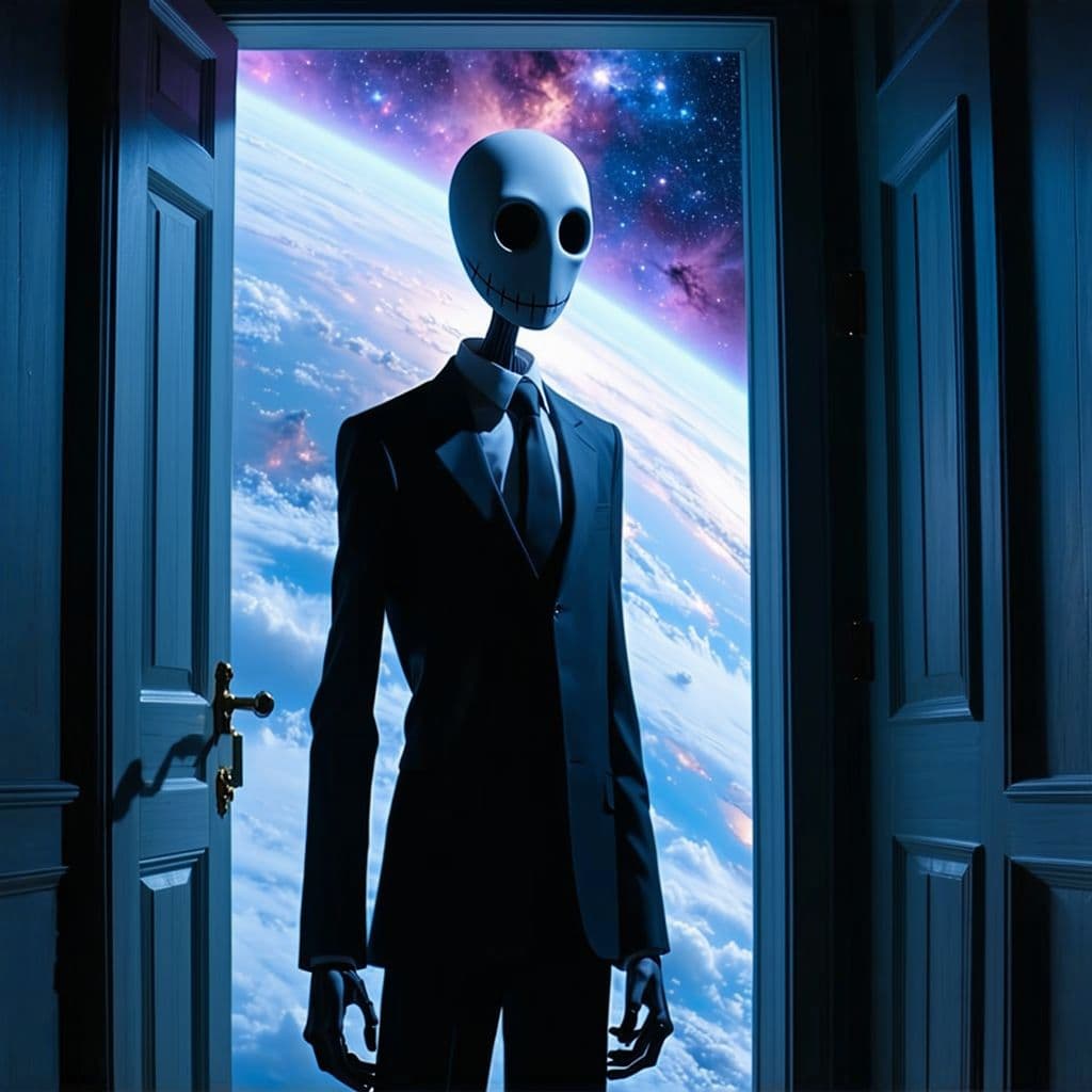 AI generated: slenderman versus zach king, in space, ultimate battleground, birth, masters, heroes, low quality