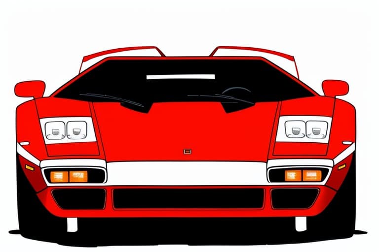 AI generated: red lamorghini countach concept, in the style of minimalist illustrator, white background, tradition...