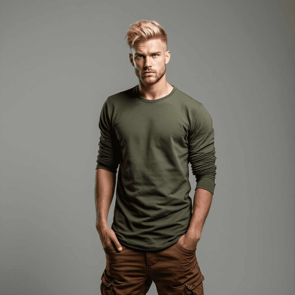 AI generated: hyper-realistic photo of a blond Russian man, burst-taper hairstyle, clean shaven face. Stunned+ exp...