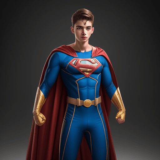 AI generated: Young Guy, 21 Years Old, Superhero Academy Cadet Costume, Battle Robe Training Suit, Masterpiece, Pe...