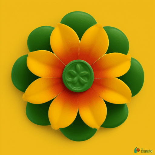 AI generated: flor roja ,verde y blanca con picmentos redondos de color amarillo